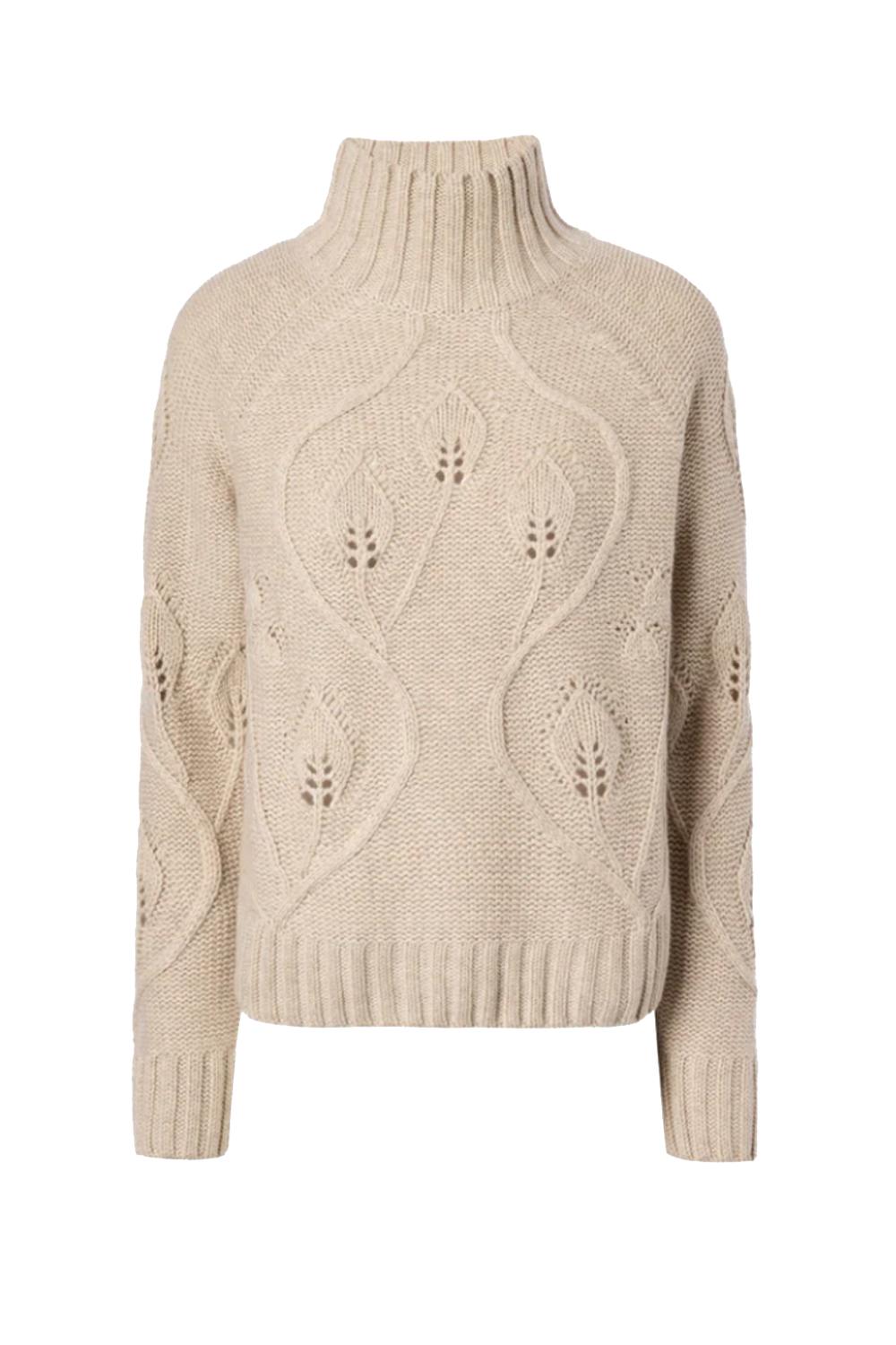 Maglione Alais a Collo Alto in Misto Cashmere con Fiori 3D AAS0001 /00417I Mc2 Saint Barth 