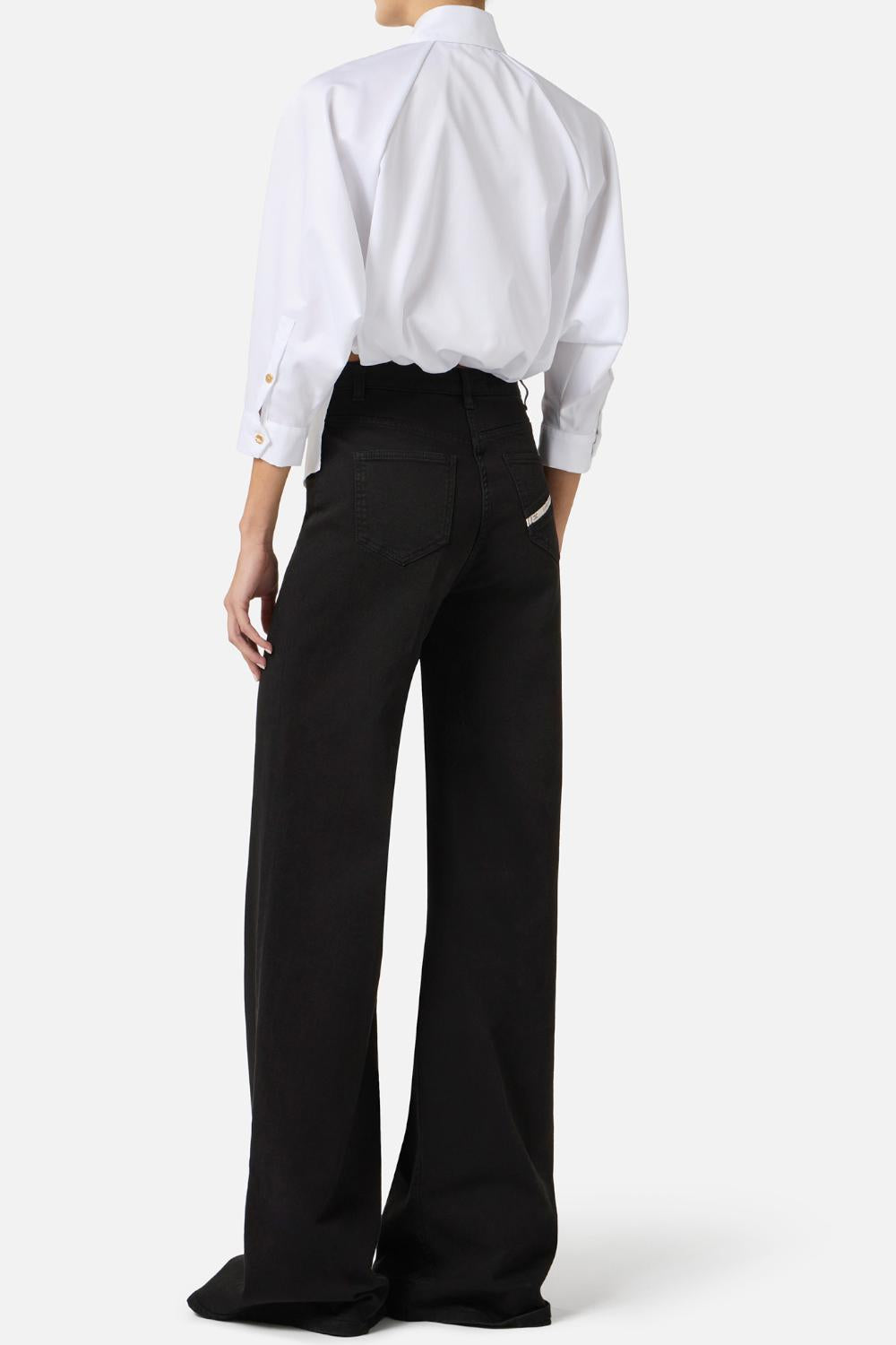 Camicia Elisabetta Franchi in Cotone con Cravattino e Stampa Logo CA155 61E2221 Elisabetta Franchi 