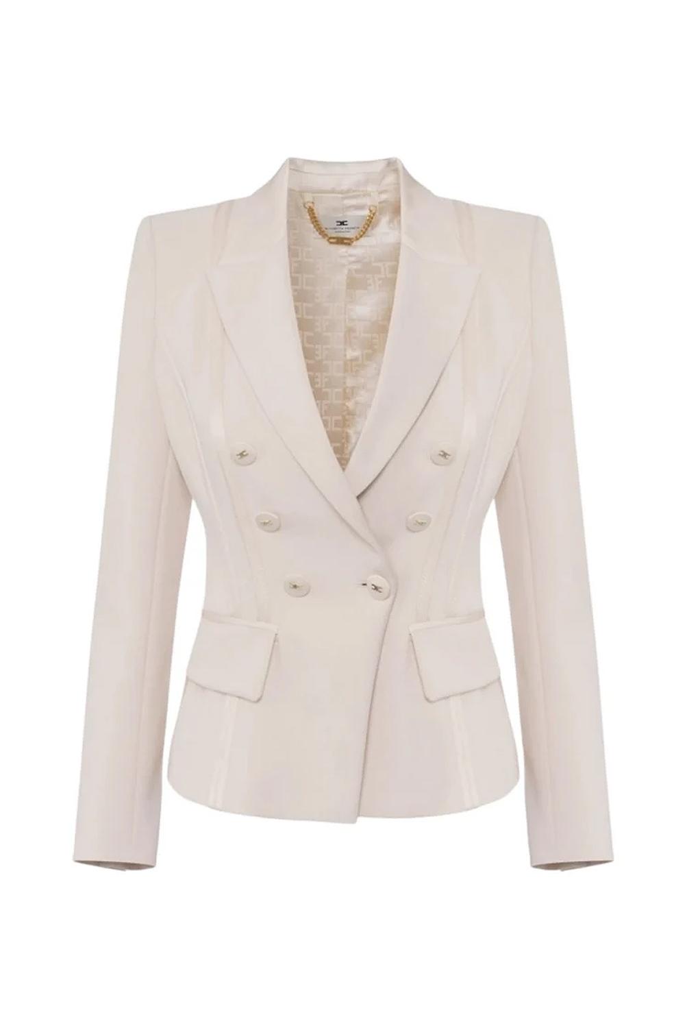 Giacca in crêpe con dettagli in raso<BR/> GI142 51E2193 Elisabetta Franchi 