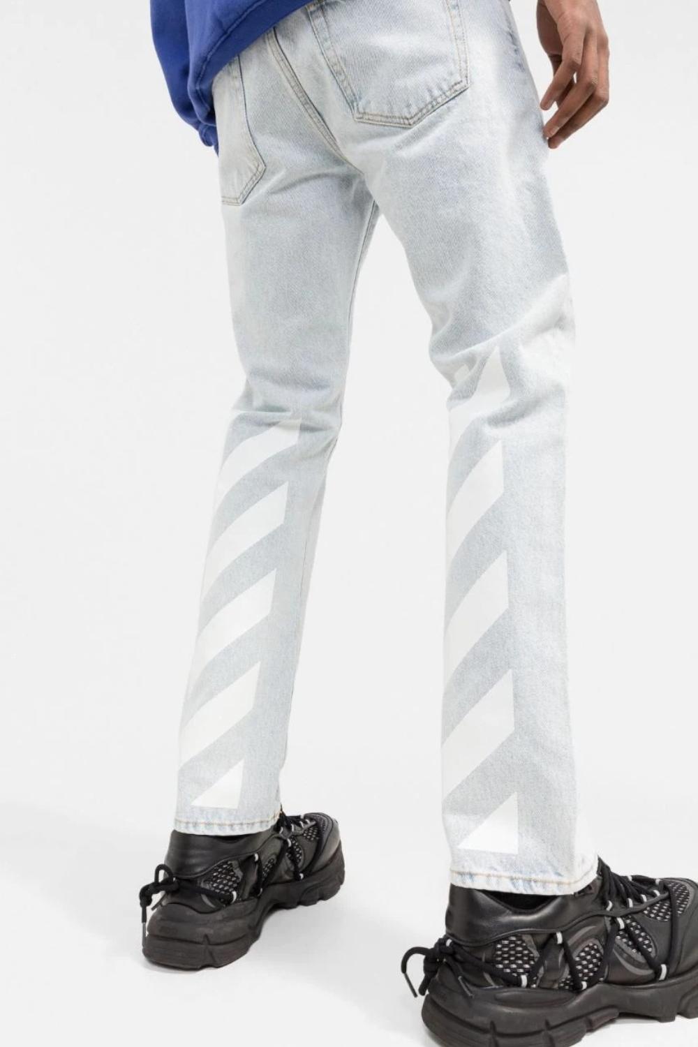 Jeans Uomo Off-White Diag Tab N Arrow Slim  Bleach Blue OMYA147C 99DEN0024001 Off-White 