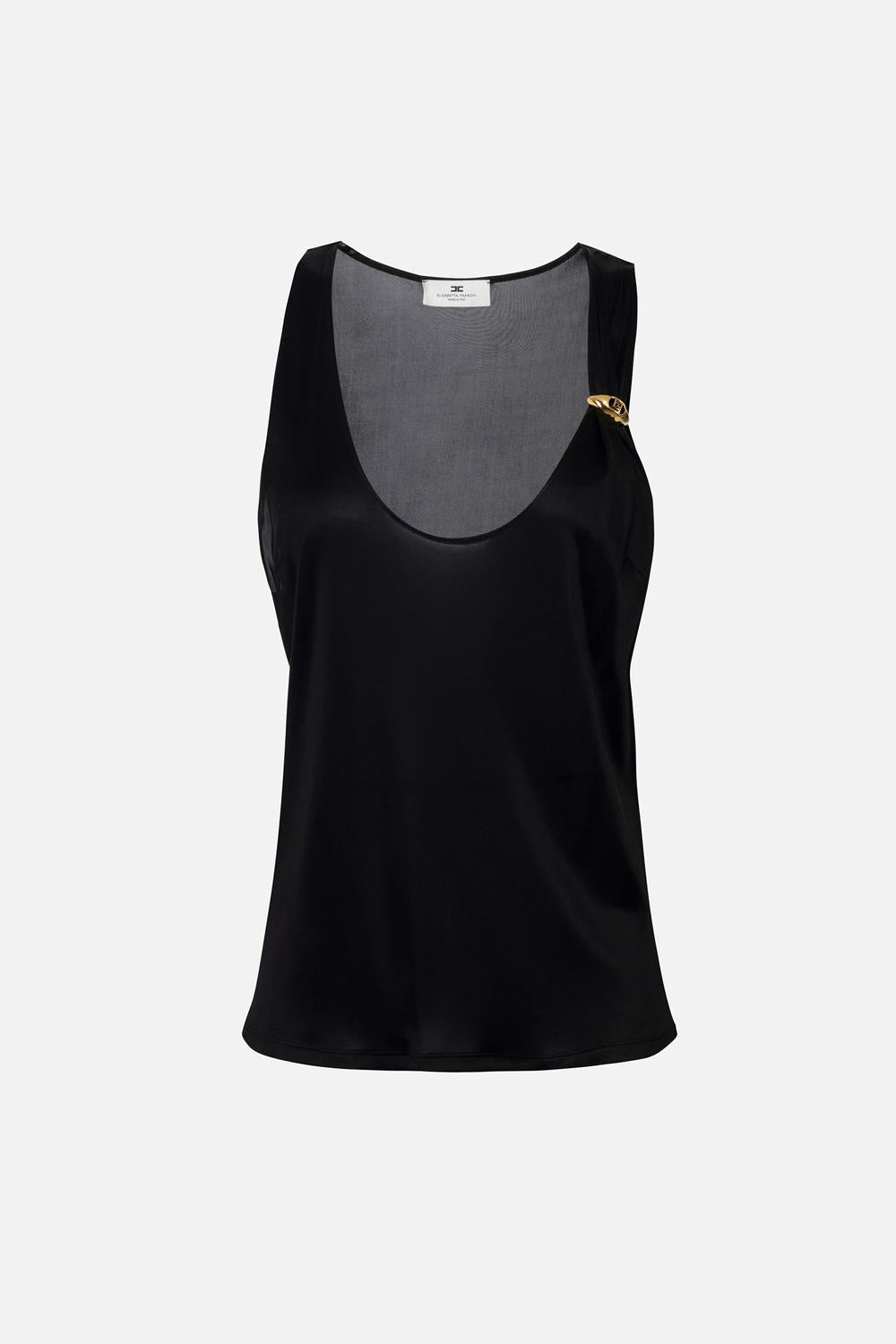 Canotta in jersey lucido con logo gioiello<BR/> CN001 51E2110 Elisabetta Franchi 