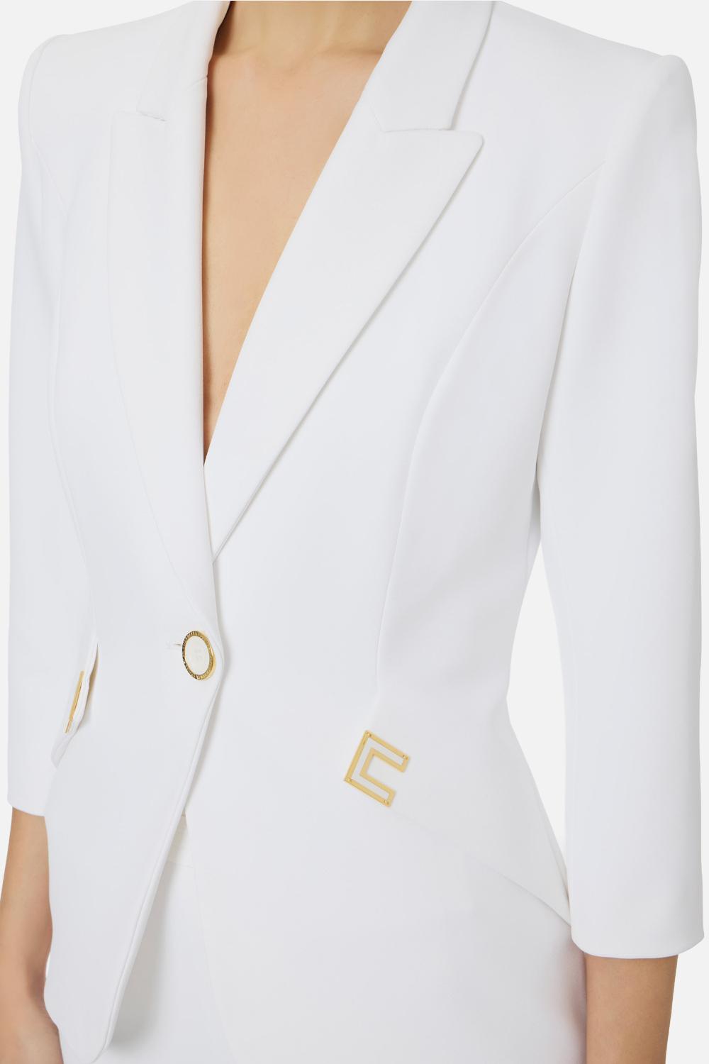 Giacca Elisabetta Franchi in Doppio Crêpe Stretch con Rever a Lancia GI215 61E2360 Elisabetta Franchi 