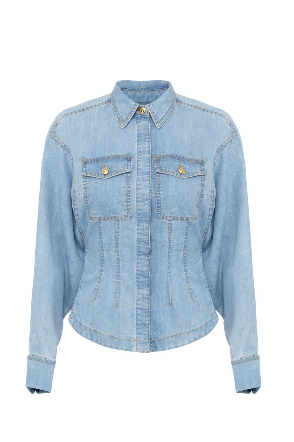 Camicia in denim con baschina<BR/> CJ33D 51E2192 Elisabetta Franchi 