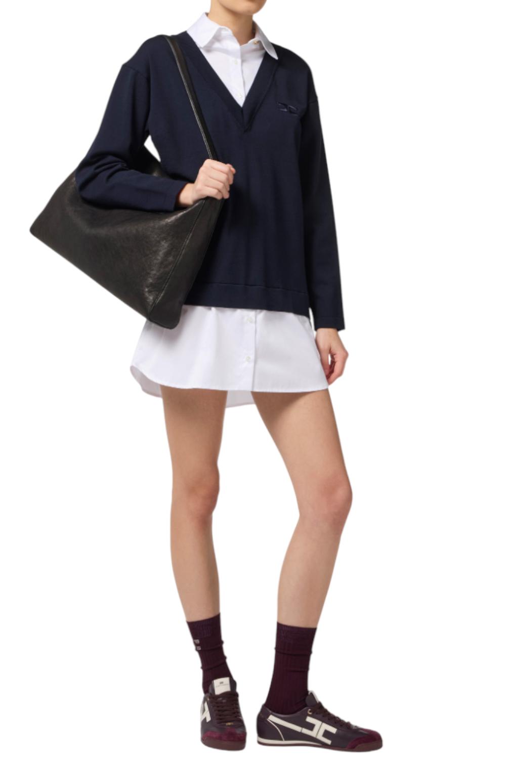 Abito in maglia di viscosa e popeline di cotone<BR/> AM09T 56E2EF7 Elisabetta Franchi 