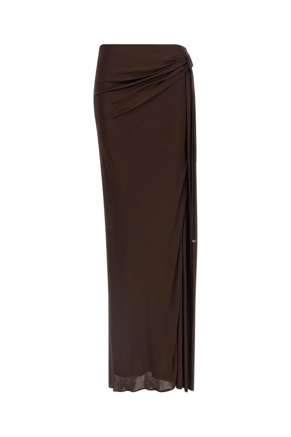 Gonna lunga in jersey di viscosa lucida con spacco laterale GO166 61E2644 Elisabetta Franchi 