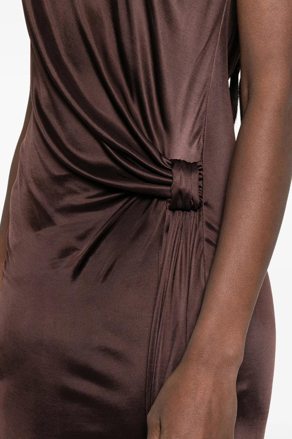 Abito da Sera Elisabetta Franchi in Jersey di Viscosa Lucida con Drappeggio e Spacco<BR/> ABR24 61E2644 Elisabetta Franchi 