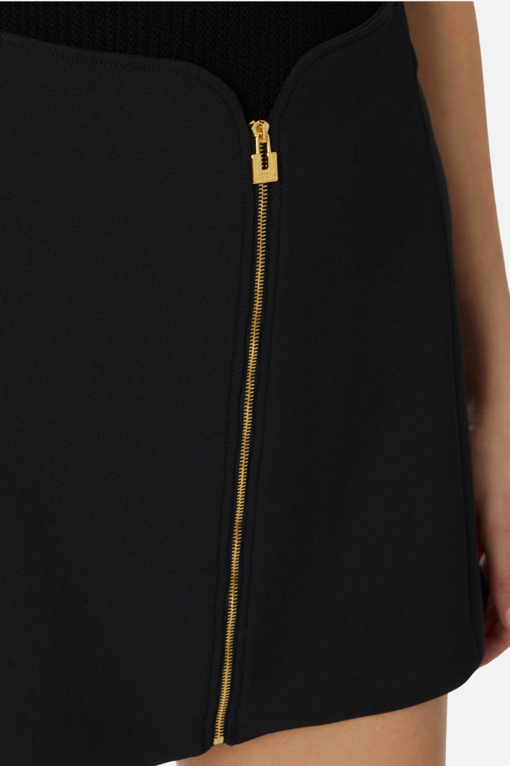 Gonna Corta Elisabetta Franchi in Doppio Crêpe Stretch con Zip Frontale GO150 61E2110 Elisabetta Franchi 