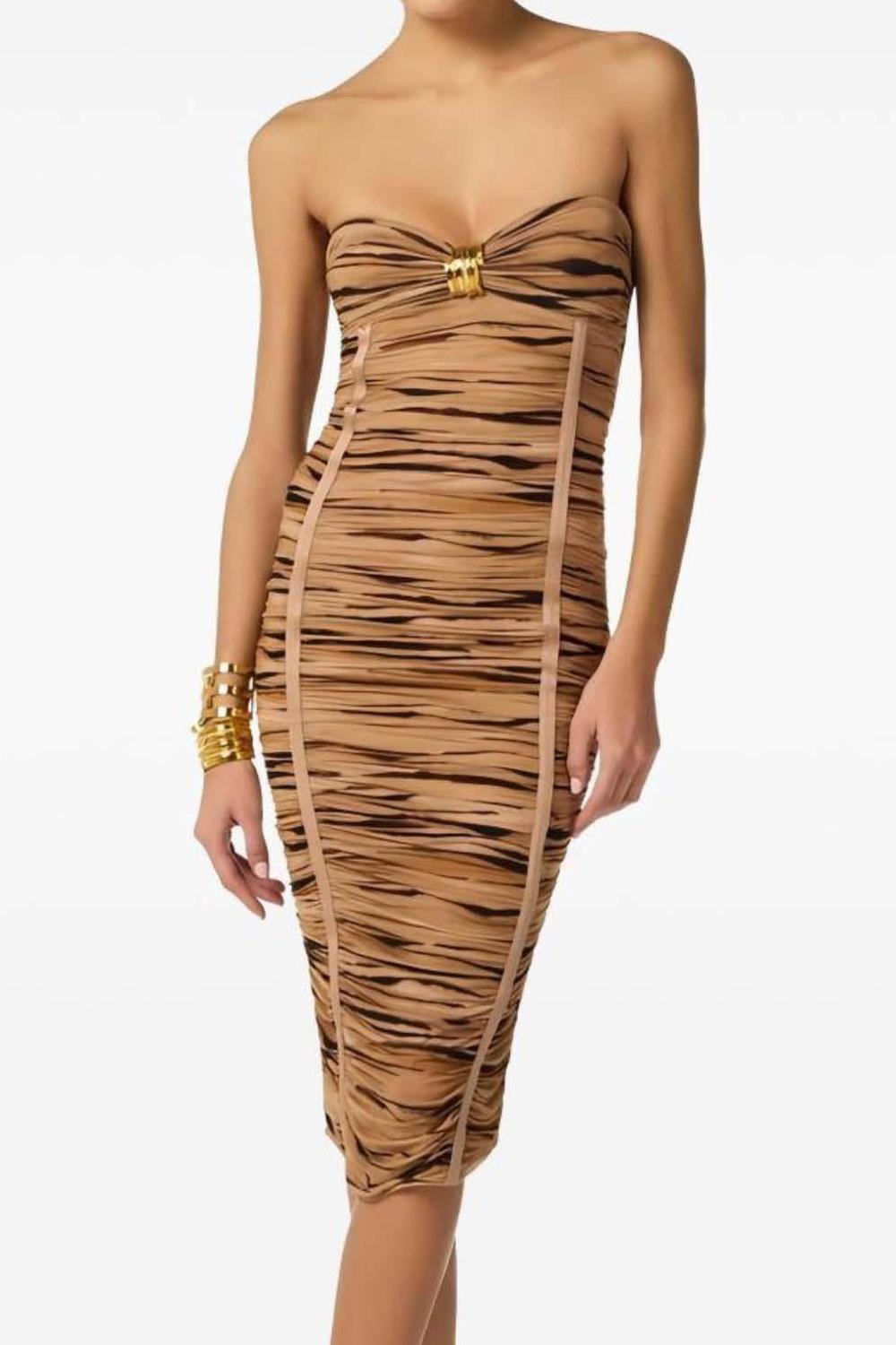 Abito midi in jersey con stampa tigre AB945 62E2470 Elisabetta Franchi 