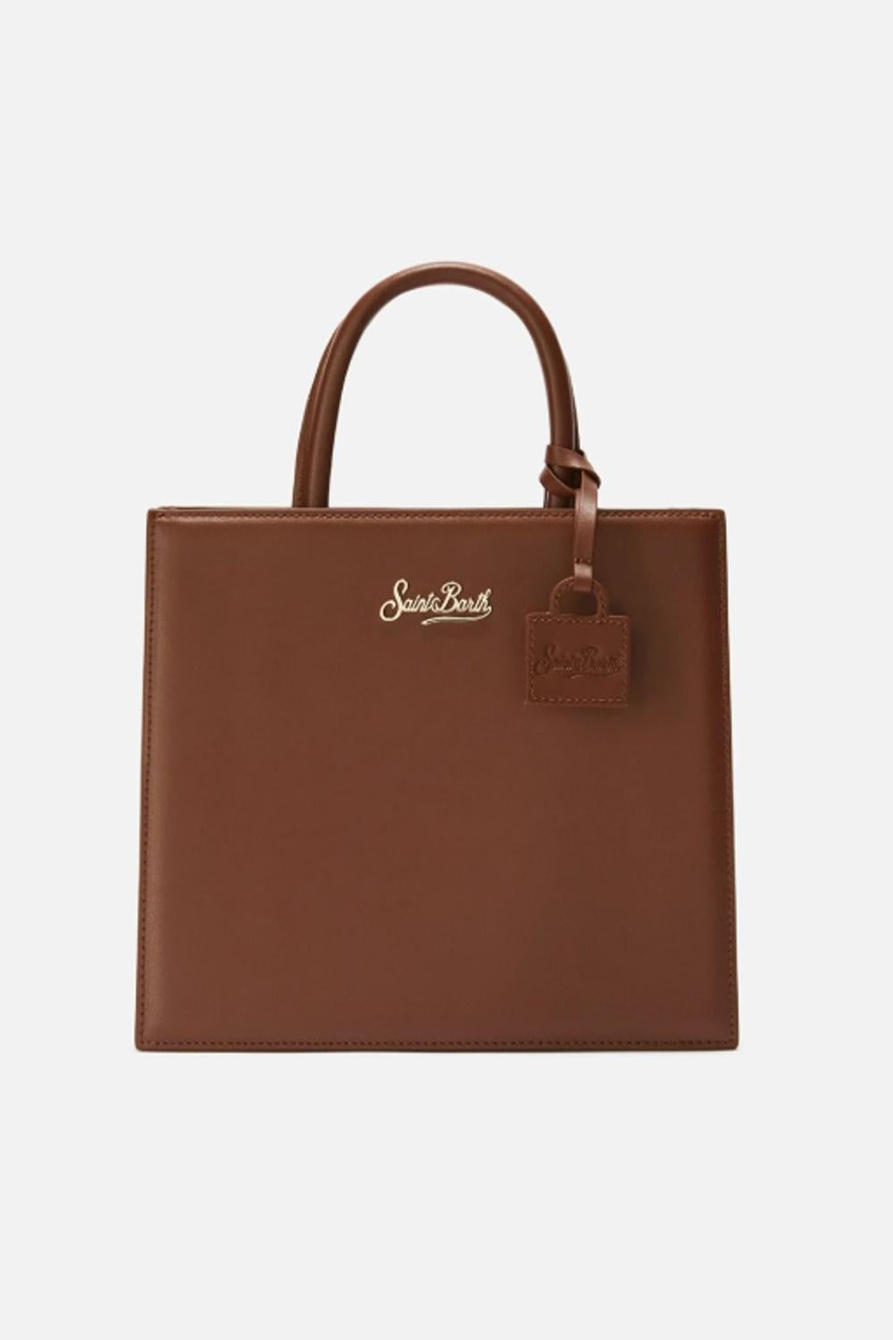 Borsa Tote Media in Pelle con Logo Metallo SHBM0001 /00504I Mc2 Saint Barth 