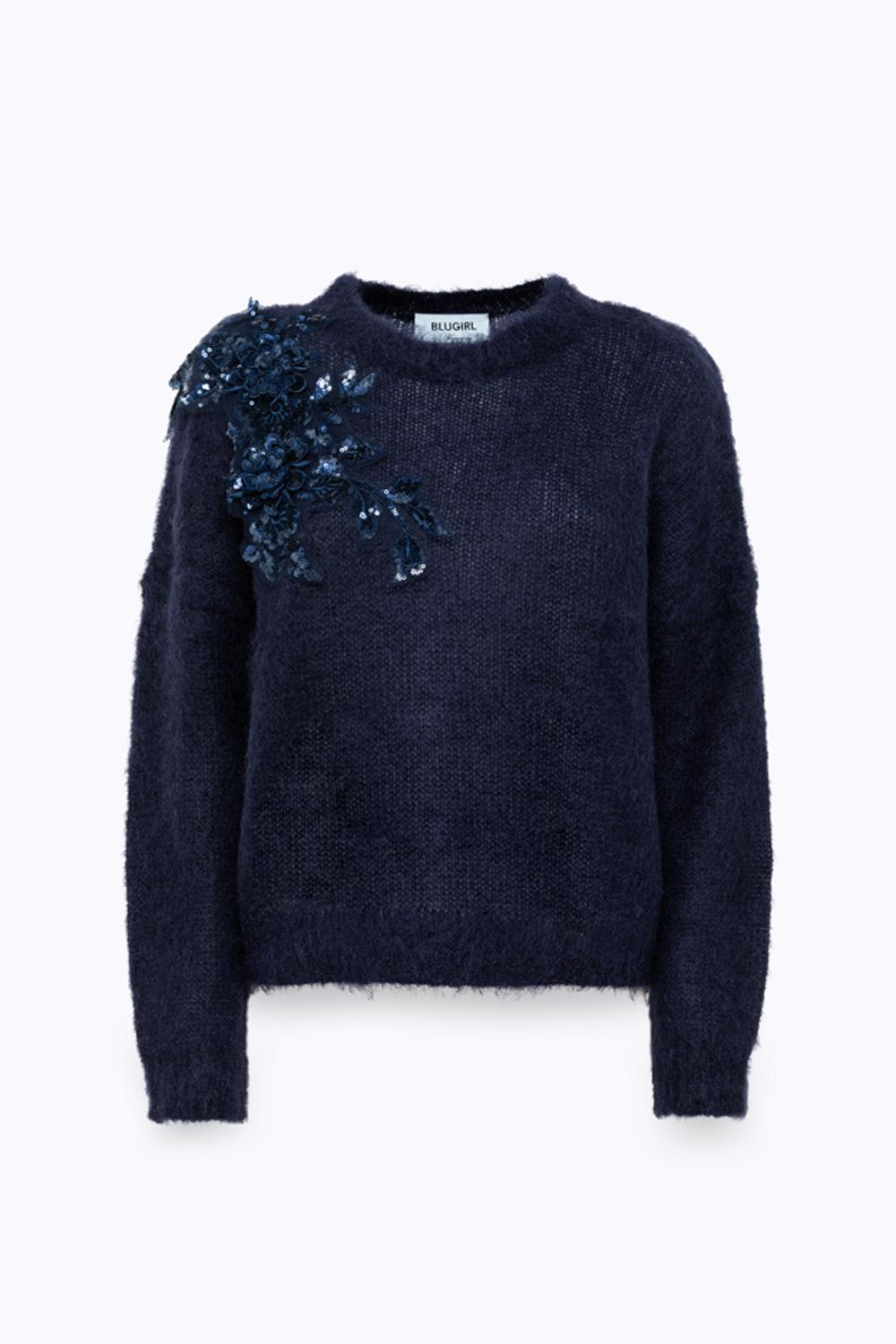 MAGLIA IN MOHAIR CON RICAMO<BR/> RF5082 MS03793812 Blugirl 