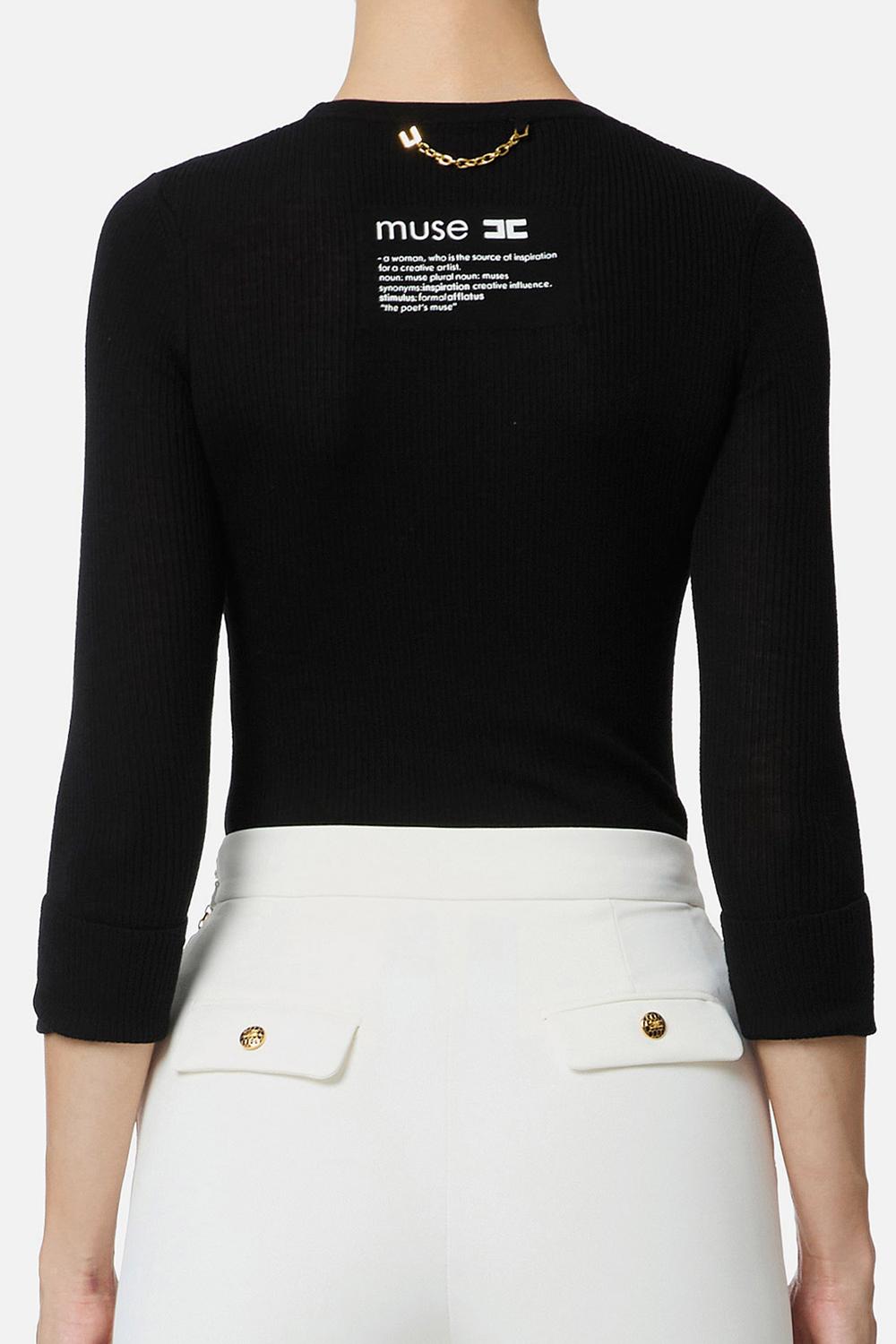 Top in maglia con dettaglio lettering<BR/> MK41B 57E2110 Elisabetta Franchi 