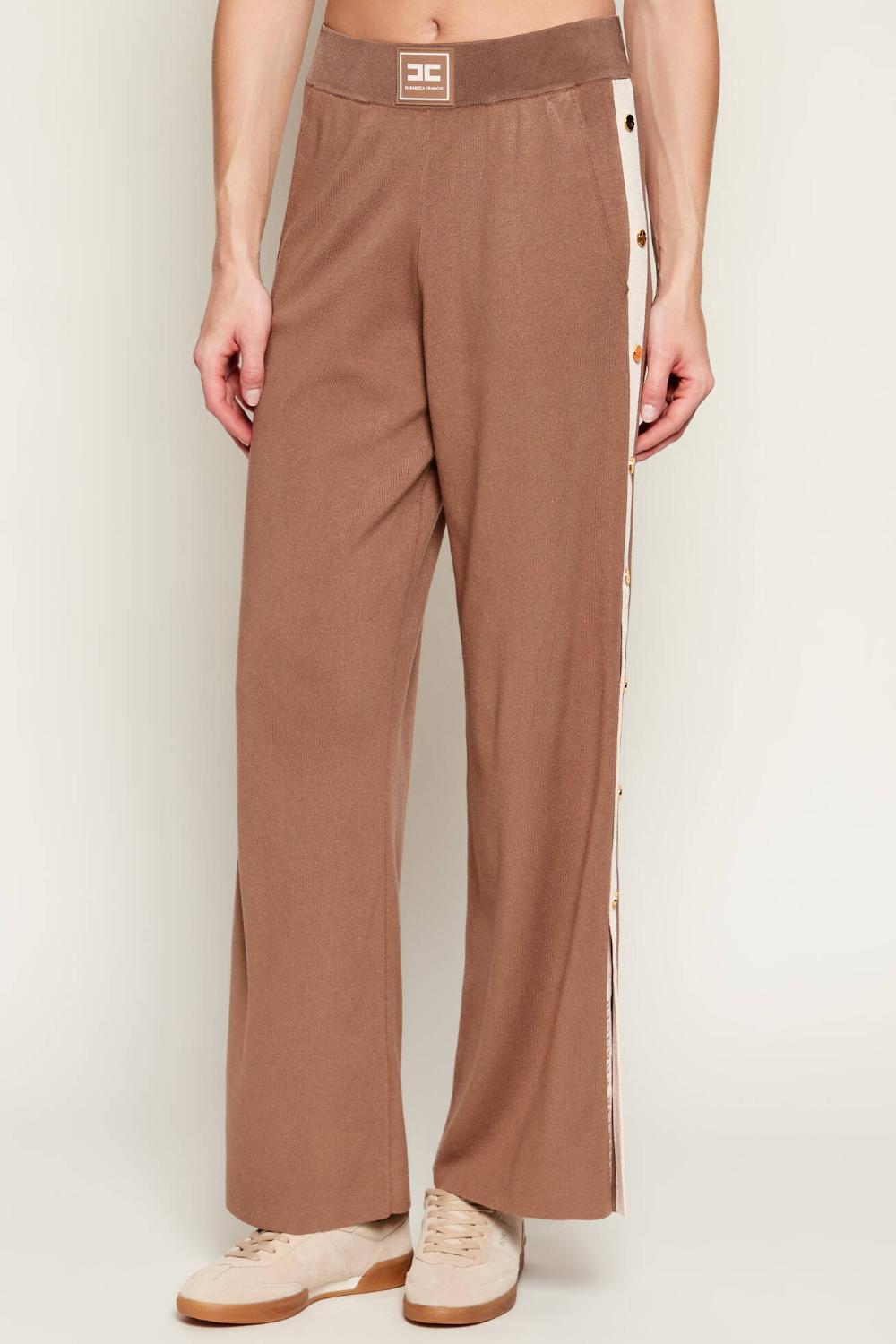 Pantaloni in Maglia Elisabetta Franchi con Bande Lucide e Logo Jacquard KP74S 61E2727 Elisabetta Franchi 