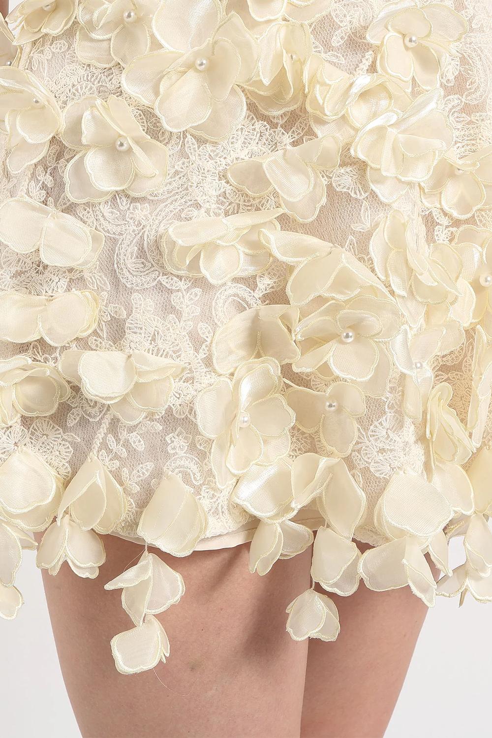 Abito Donna Amosa Mezzo Bustino con Fiori Applicati e Perle A26SSAB01 /U.V. Amosa 