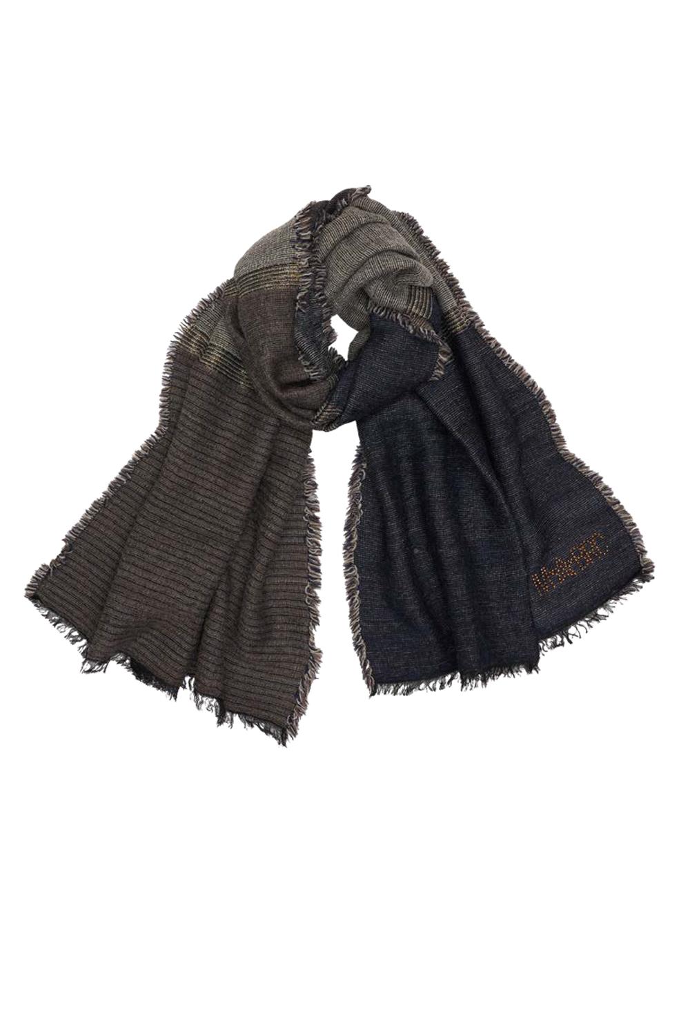 Sciarpa Melange Sfrangiata con Logo G756 /BLU M Brc 