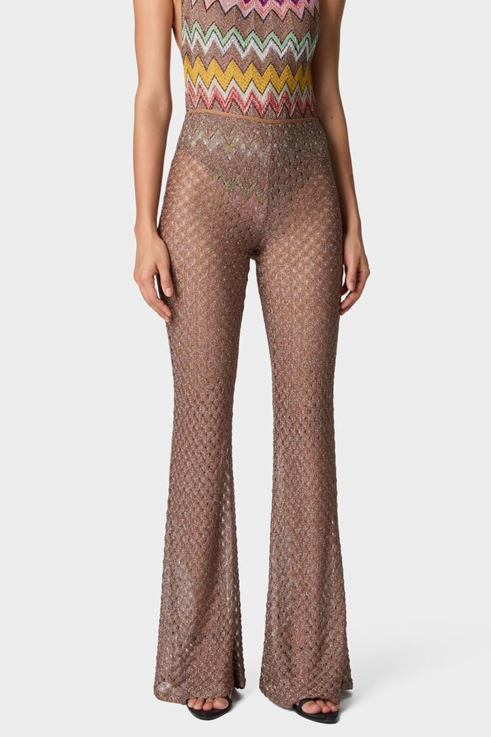 Pantaloni in viscosa lamé motivo ragnatela MC25SI00 BR014DS80EE Missoni 
