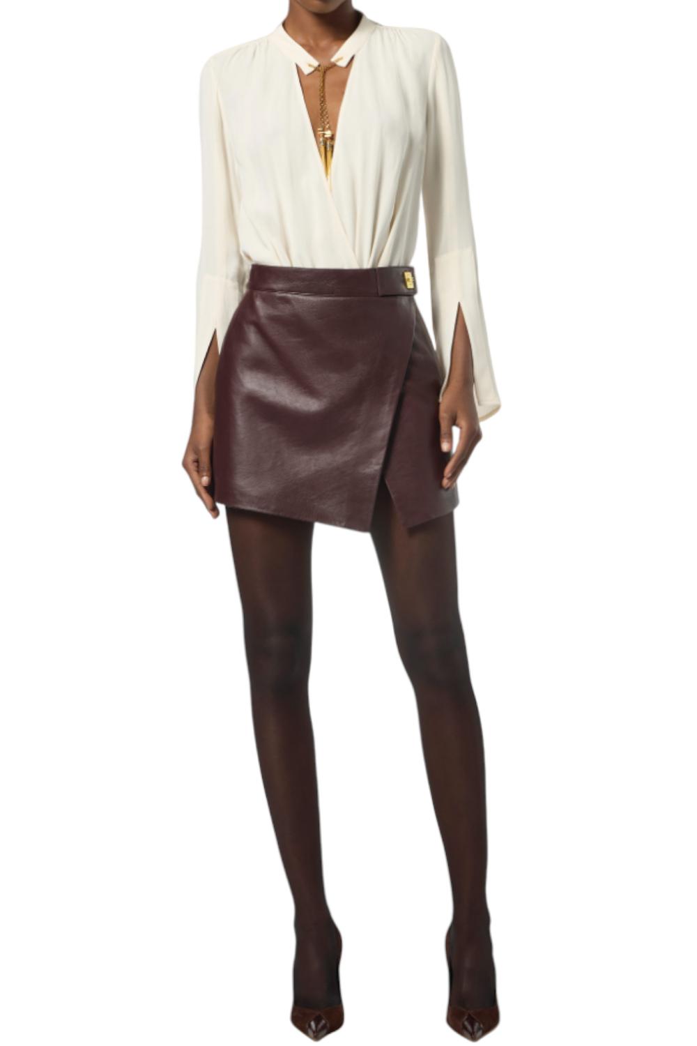 Minigonna in pelle nappata<BR/> GP06Z 56E2EA4 Elisabetta Franchi 