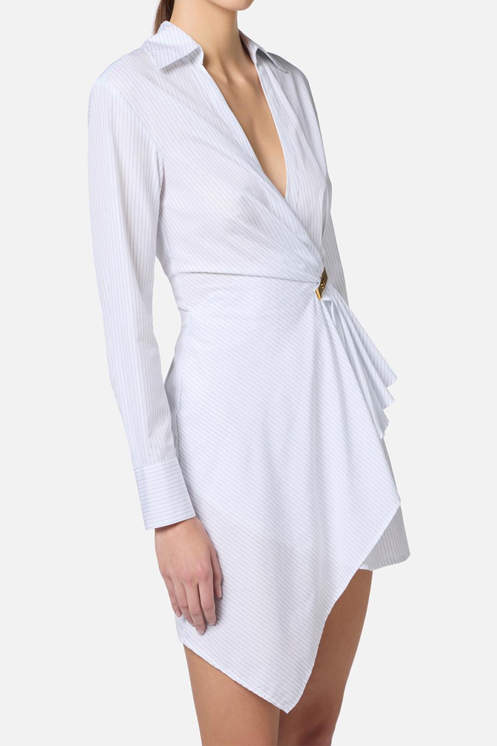Shirt dress in popeline con dettaglio gioiello<BR/> AB725 51E2DL6 Elisabetta Franchi 