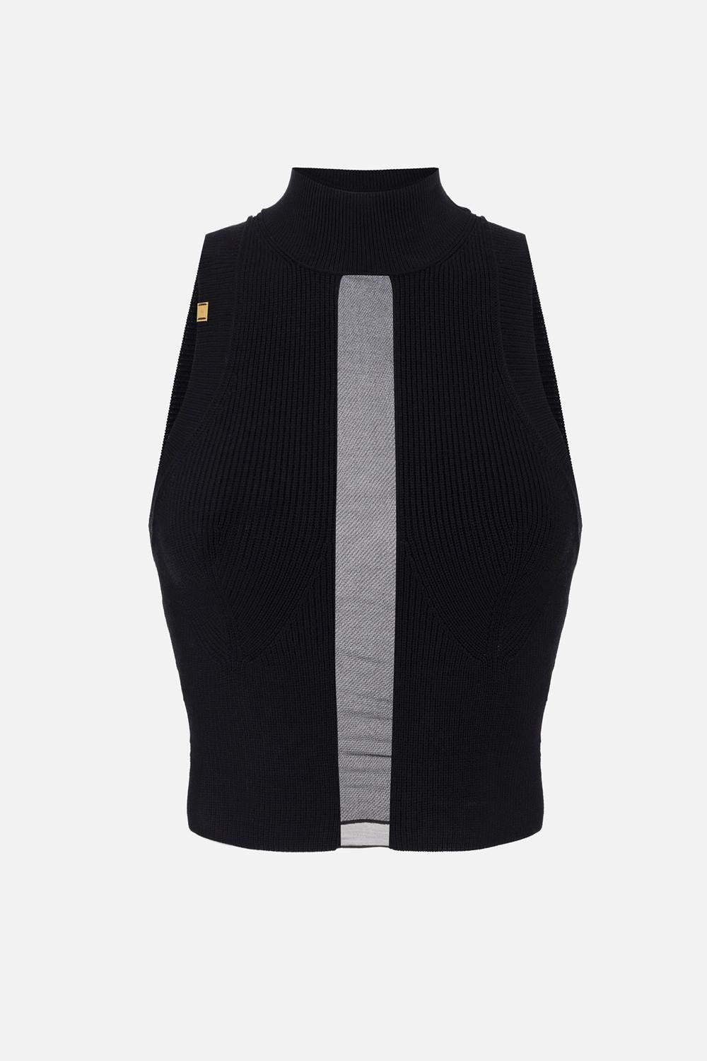 Top in viscosa con dettaglio in tulle<BR/> TK28S 51E2110 Elisabetta Franchi 