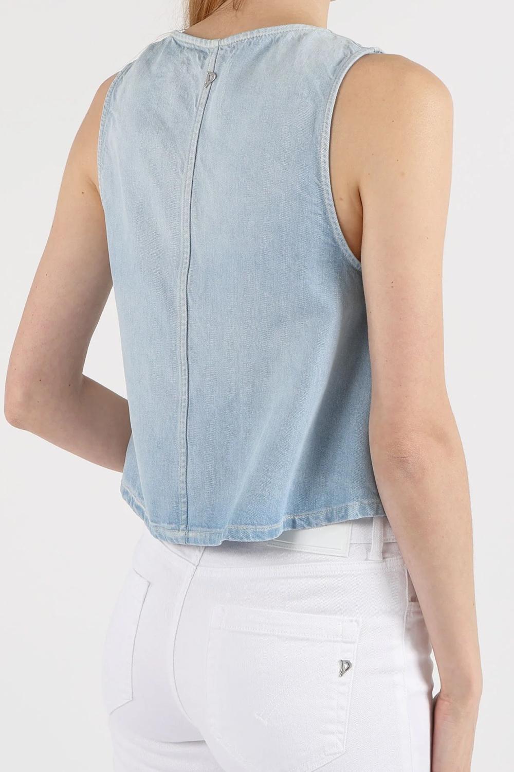 Top cropped in denim fisso lyocell DC454 DF0266D-MC6800 Dondup 