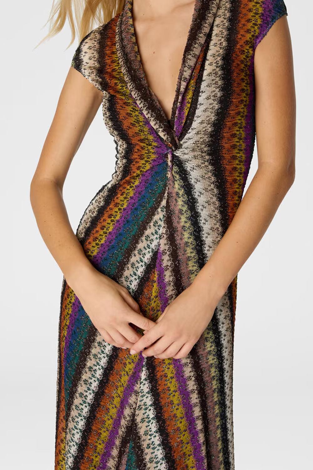 Abito lungo con scollatura e nodo<BR/> DS25WG2E BR012OS72LE Missoni 