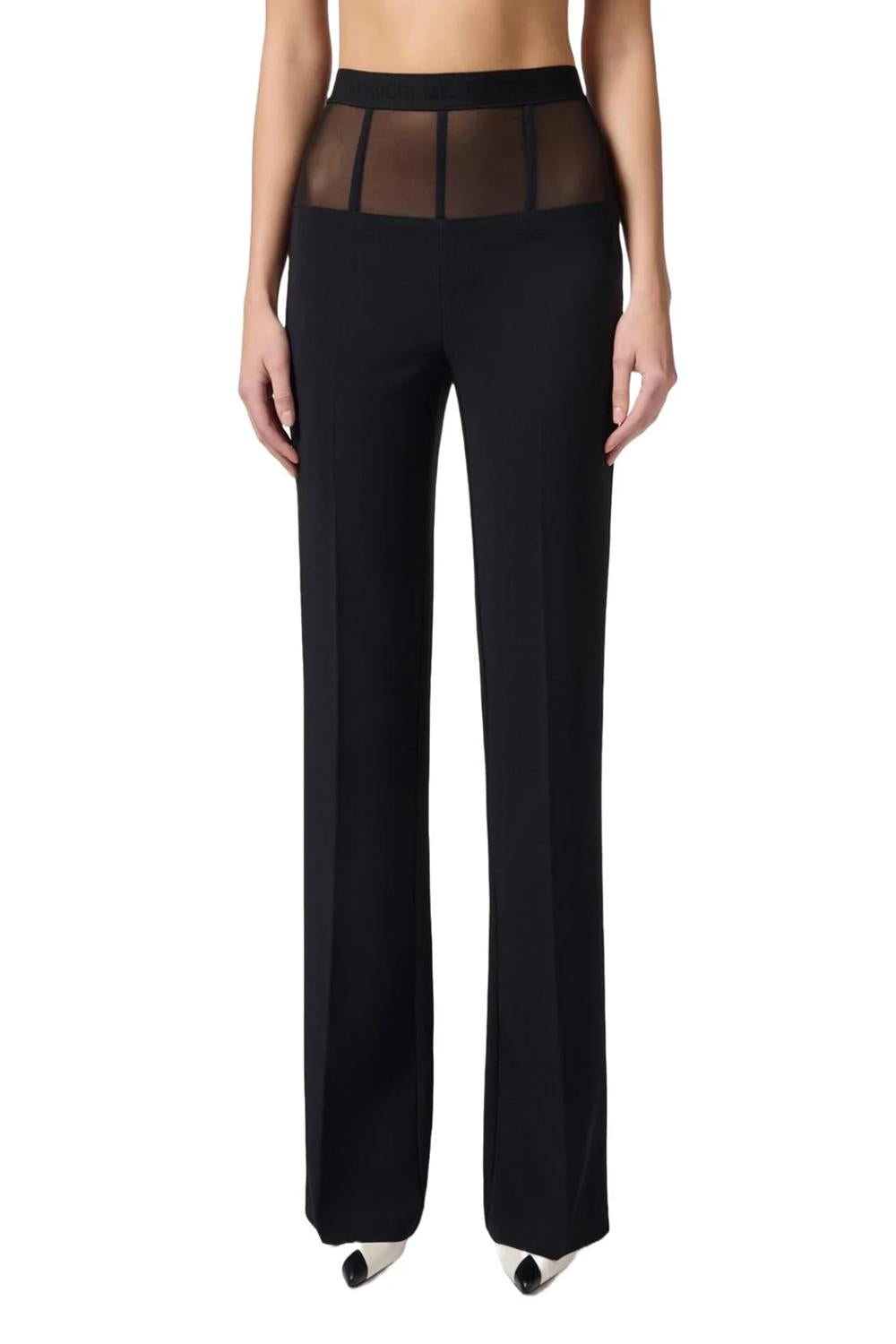 Pantaloni in crêpe con baschina in tulle<BR/> PA008 51E2110 Elisabetta Franchi 