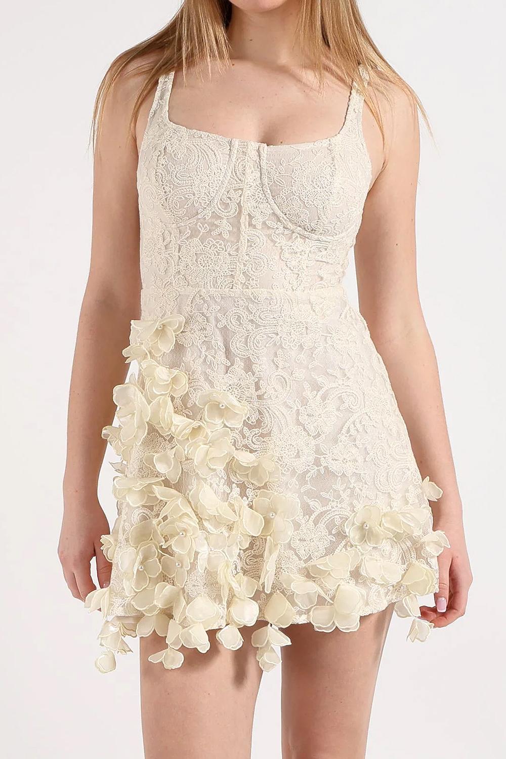 Abito Donna Amosa Mezzo Bustino con Fiori Applicati e Perle A26SSAB01 /U.V. Amosa 