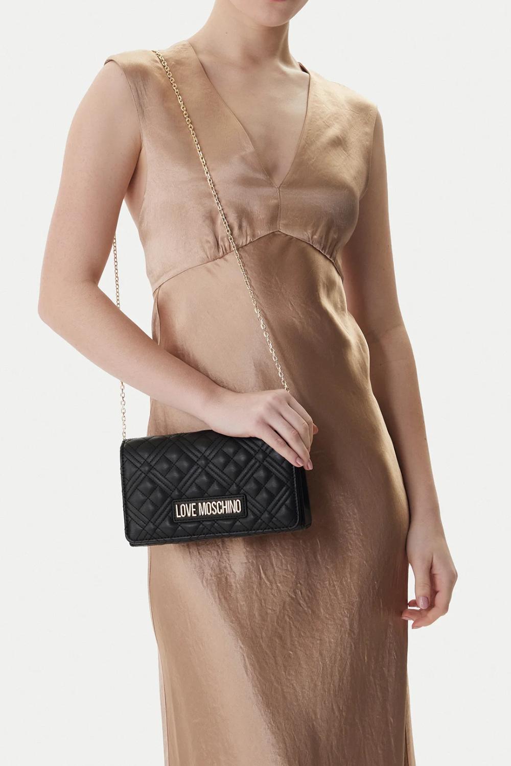 Pochette trapuntata Love Moschino con logo lettering e catena JC4079PP1O LA0000 Love Moschino 