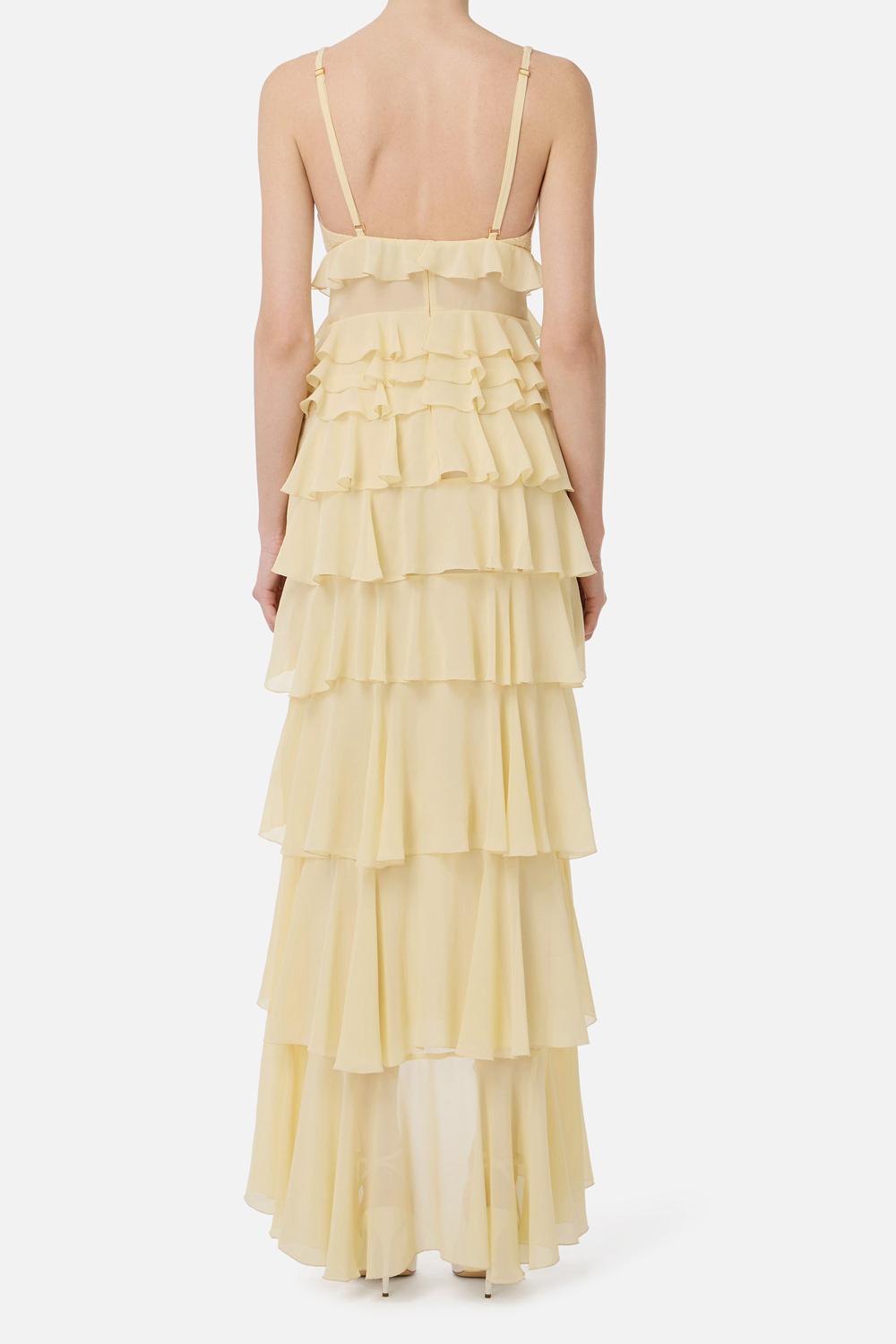 Abito Red Carpet in georgette con balze<BR/> ABR42 52E2DC7 Elisabetta Franchi 