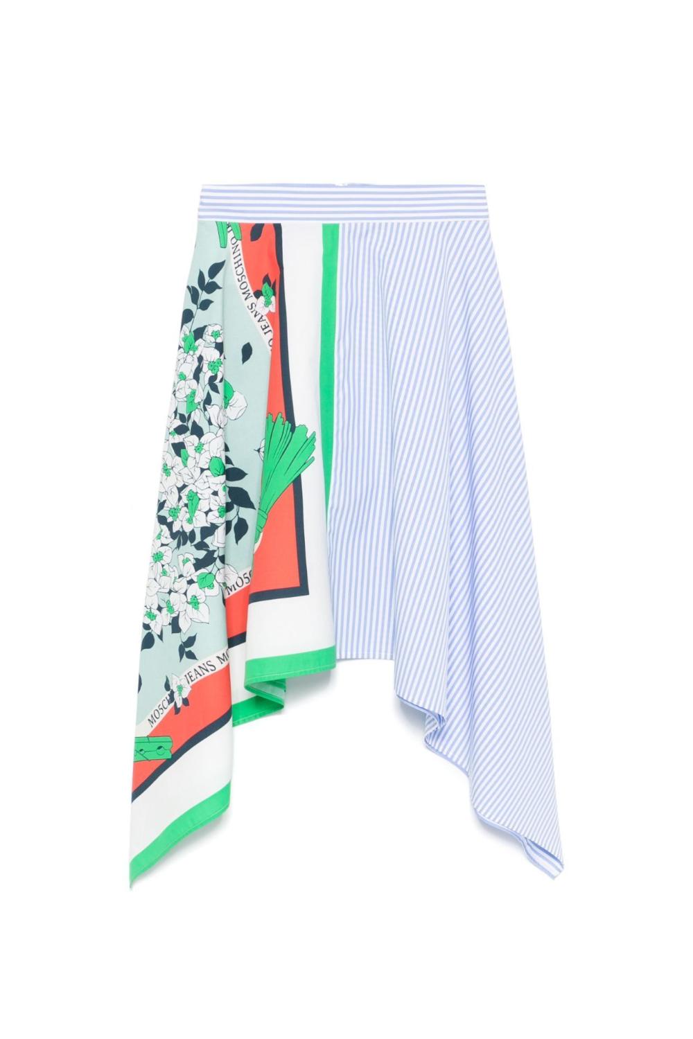 Gonna asimmetrica in popeline rigato con stampa foulard Moschino Jeans 0119 37252303 Moschino Jeans 