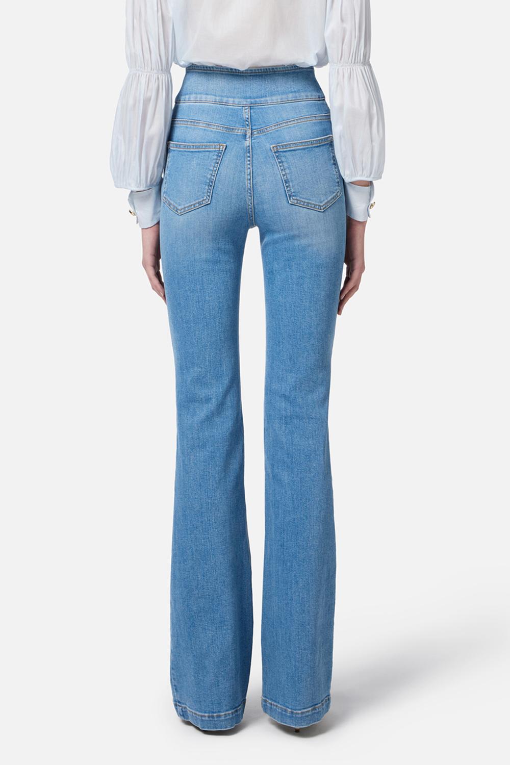 Jeans a vita alta con bottoni logo<BR/> PJ82D 51E2192 Elisabetta Franchi 