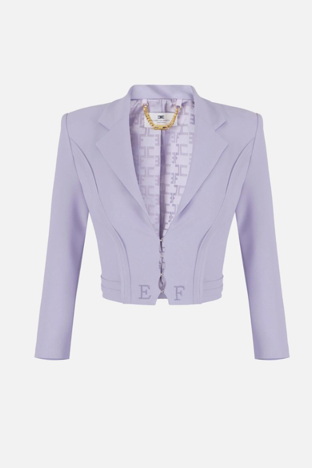 Giacca corta in doppio crêpe stretch GI222 61E2EV7 Elisabetta Franchi 