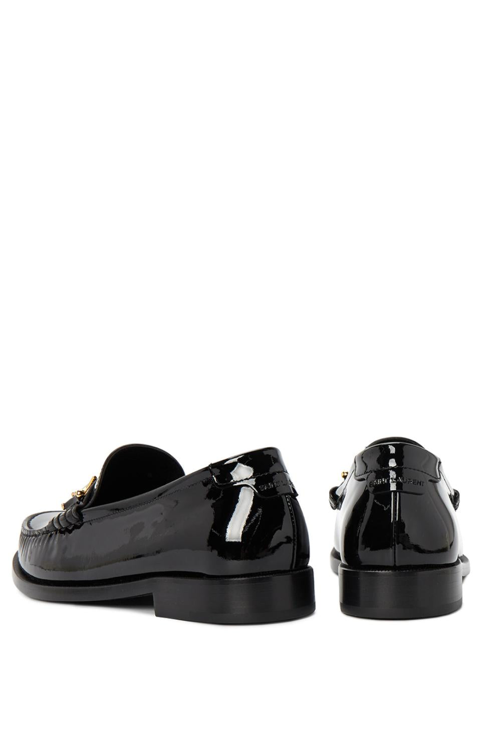 Mocassini Penny Firmati Saint Laurent in Pelle di Vitello Nera 741866 AAB3B1000 Saint Laurent 