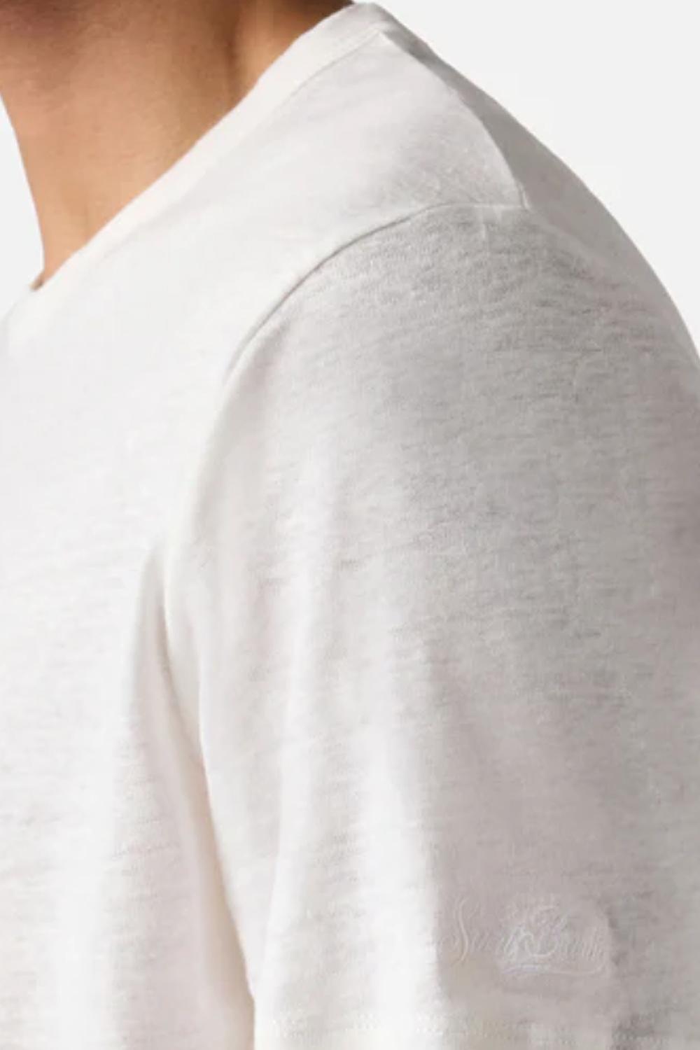 T-shirt Ecstasea mc2 in puro lino blu con logo ricamato ECS0003 -01138L Mc2 Saint Barth 