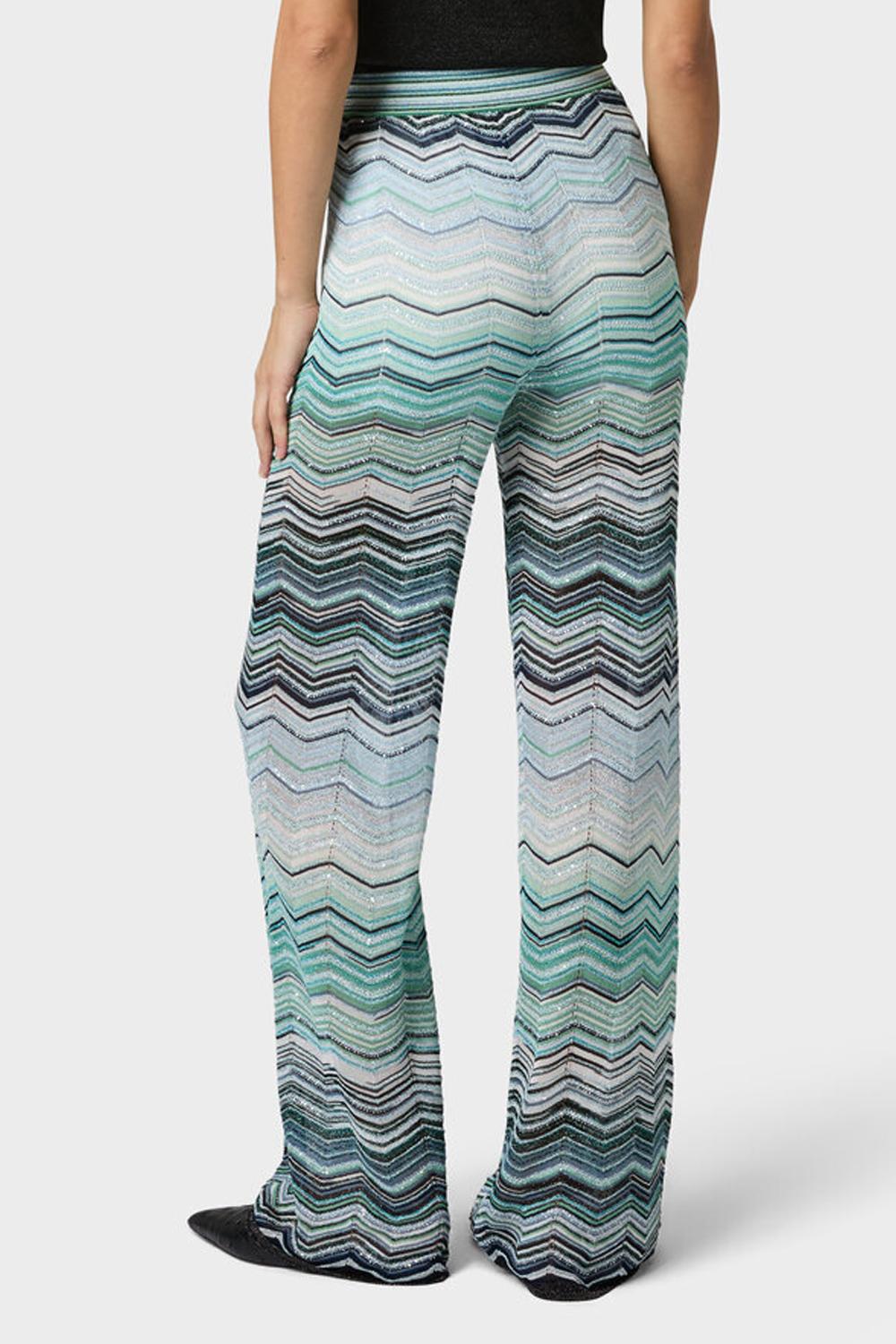 Pantaloni ampi in viscosa chevron lamé con paillettes DS26SI0C BK01H9SMSN4 Missoni 