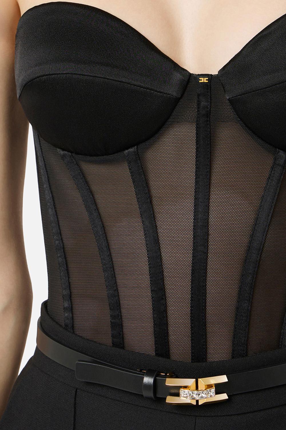 Top bustier in tulle e satin TO051 62E2110 Elisabetta Franchi 