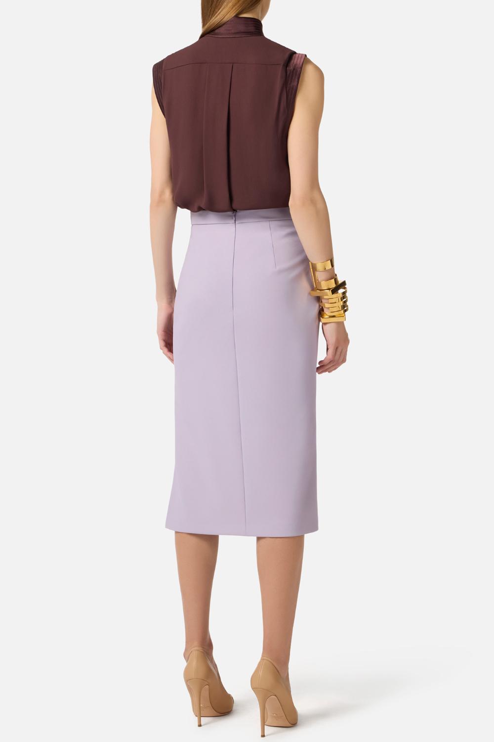 Top Elisabetta Franchi in Georgette di Viscosa con Bottoni Gioiello CA134 61E2644 Elisabetta Franchi 