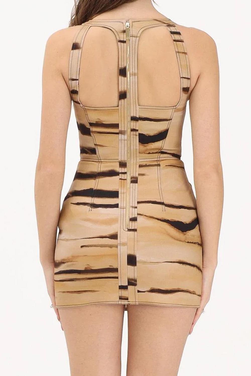 abito corto fantasia a zebra AB959 62E2470 Elisabetta Franchi 