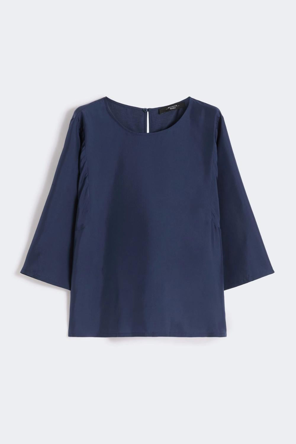 Blusa in habotai di seta e jersey WKDFASTOSO 005BLU  
