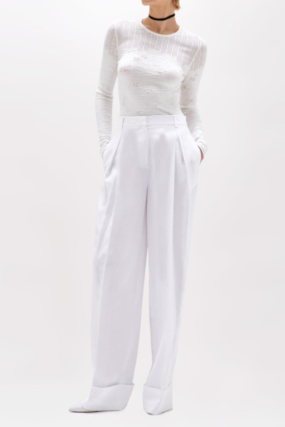 PANTALONI WIDE LEG IN MISTO LINO<BR/> RA5161 T882314300 Blugirl 