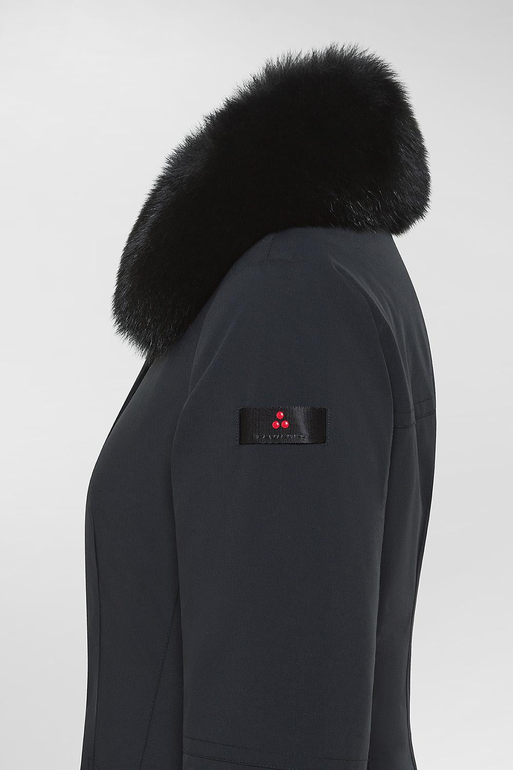 Piumino Lungo DESMOT in Piuma Riciclata con Collo in Pelliccia Staccabile PED4444 01191510NER Peuterey 