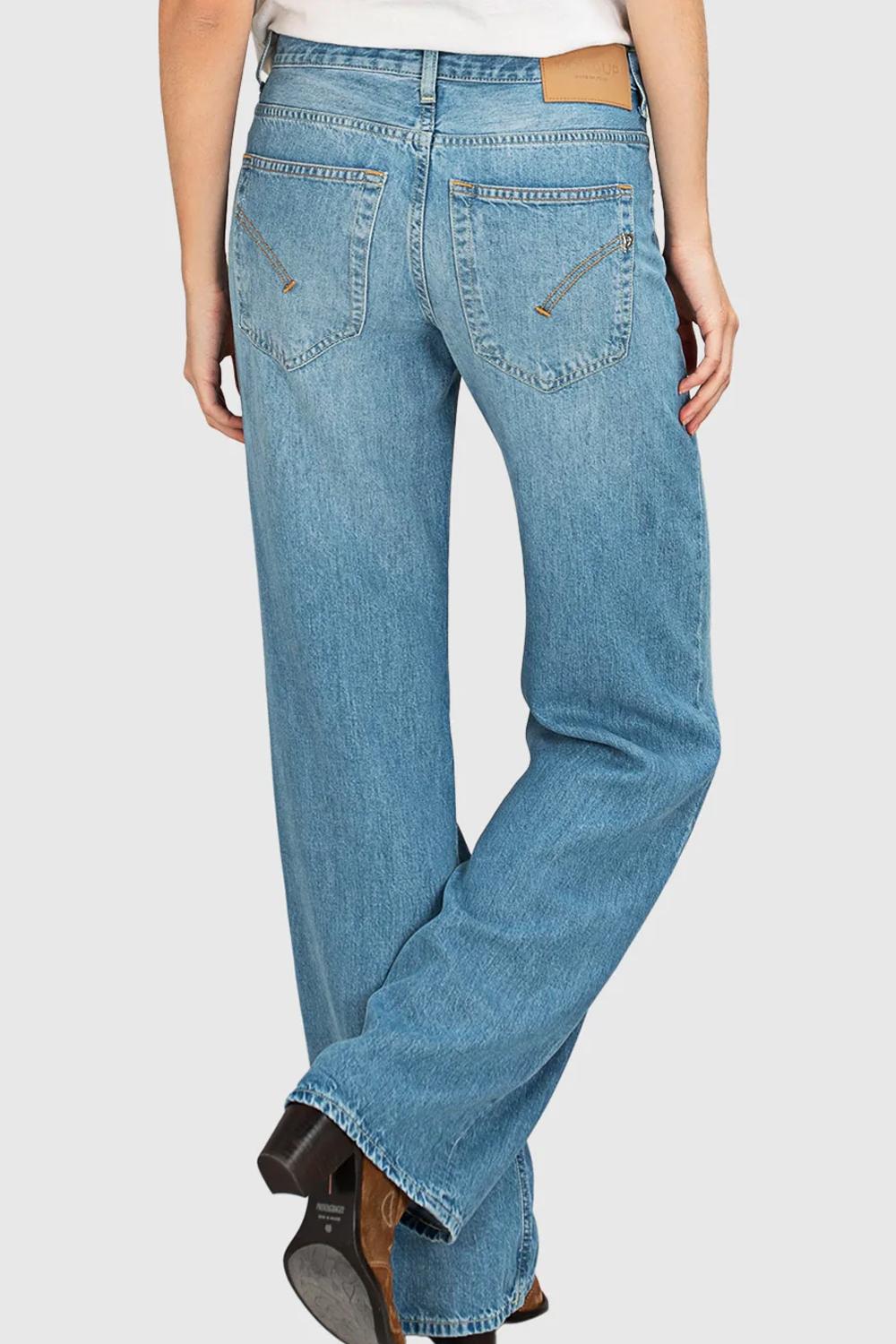 Jeans Jacklyn wide leg in denim fisso<BR/> DP427 DF0266D-IO8800 Dondup 
