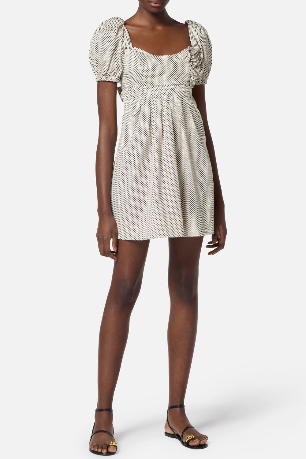 Abito in cotone con stampa pois e rose ricamate<BR/> AB776 52E2E84 Elisabetta Franchi 