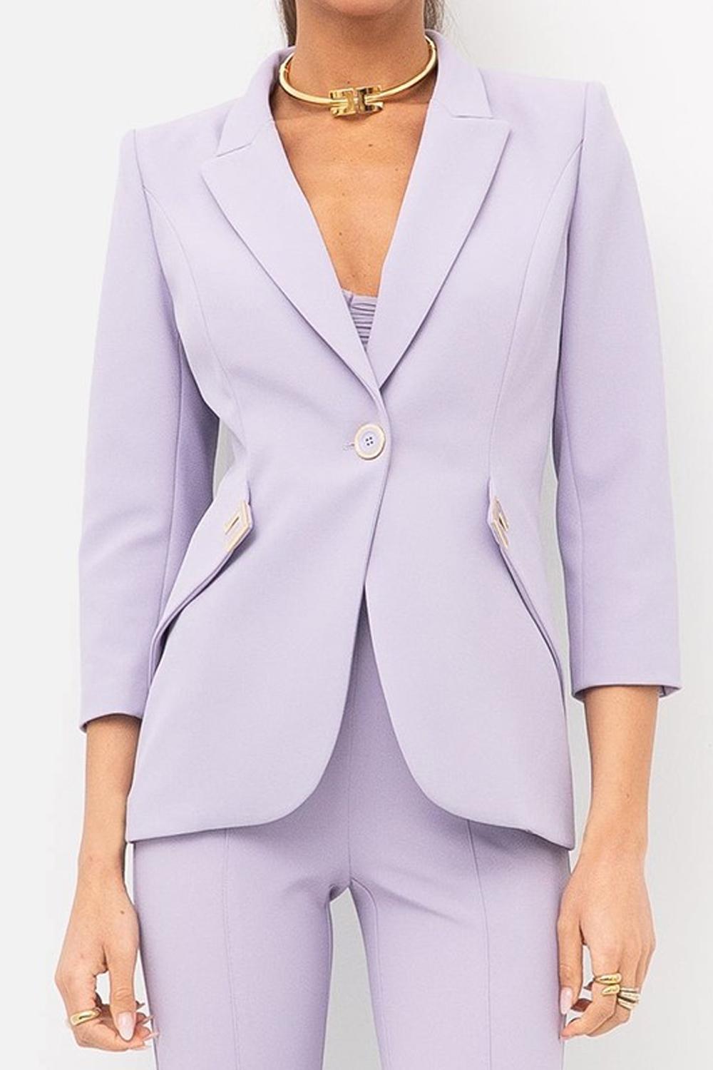 Giacca Elisabetta Franchi in Doppio Crêpe Stretch con Rever a Lancia GI215 61E2EV7 Elisabetta Franchi 