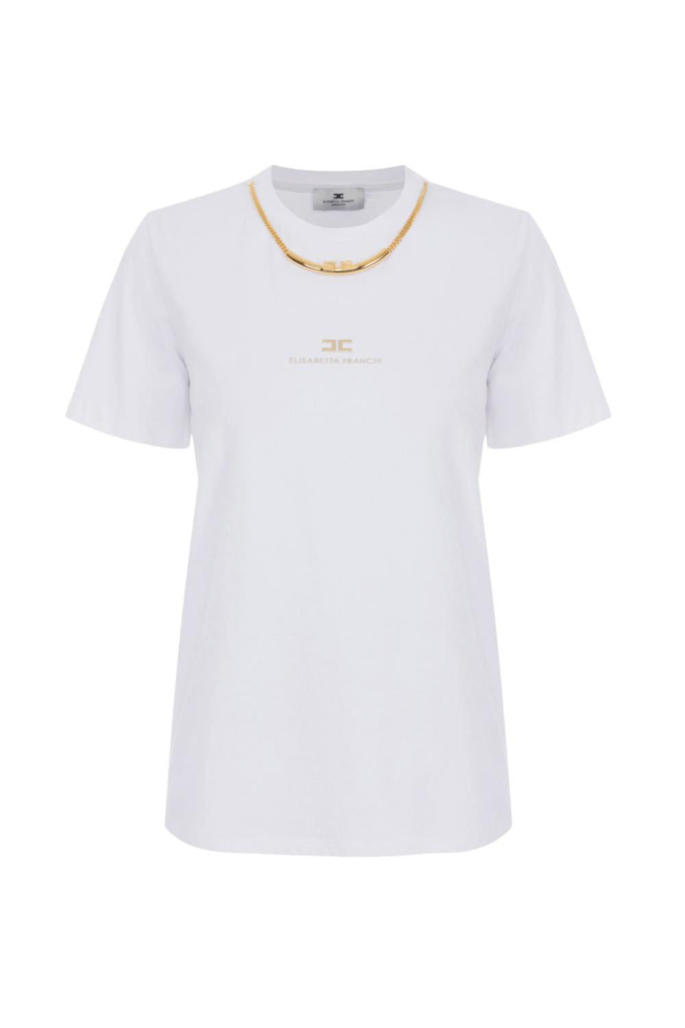 T-shirt in jersey di cotone con collana<BR/> MA028 56E2270 Elisabetta Franchi 