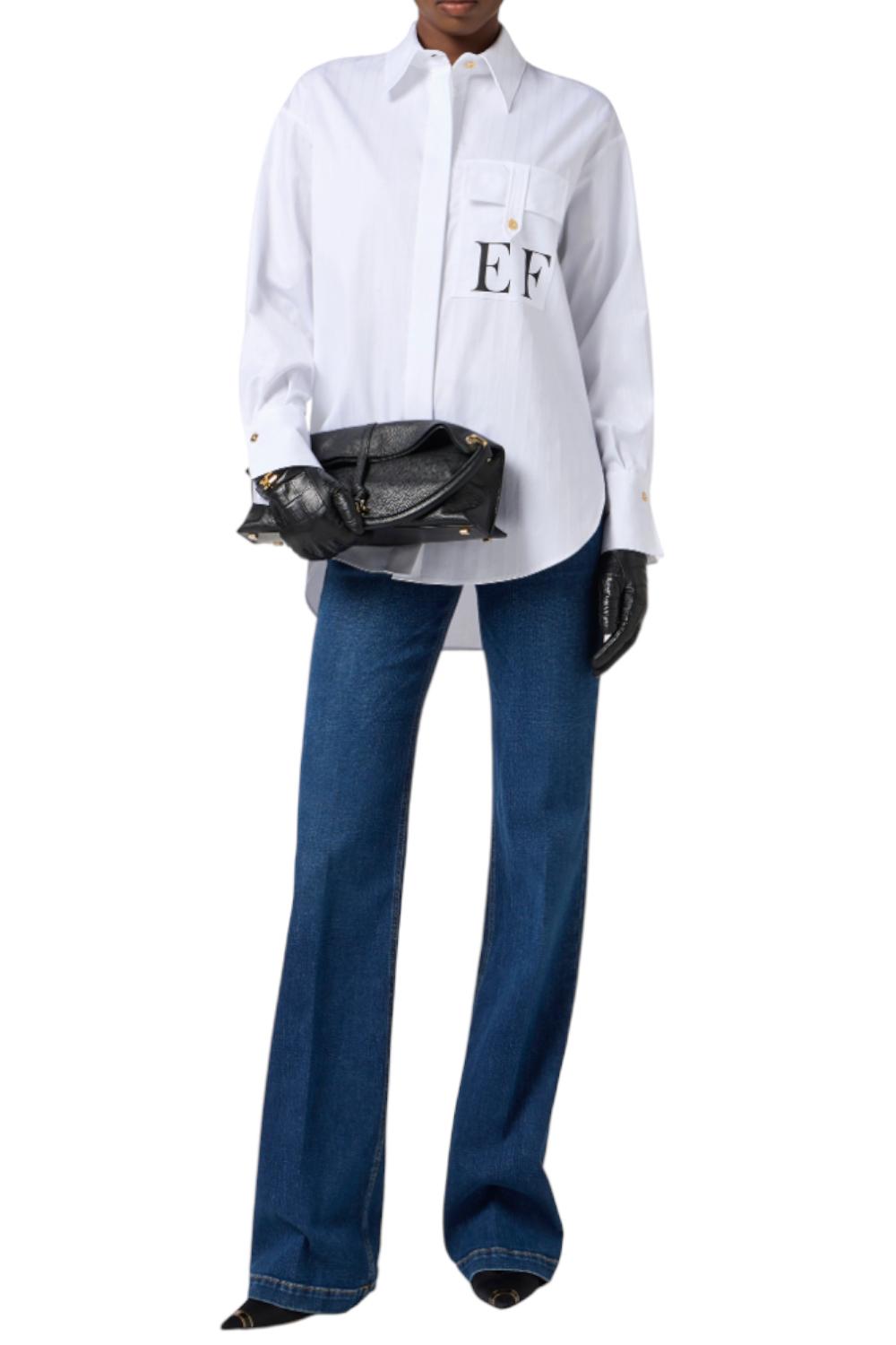 Camicia in popeline di cotone a righe<BR/> CA121 56E2100 Elisabetta Franchi 