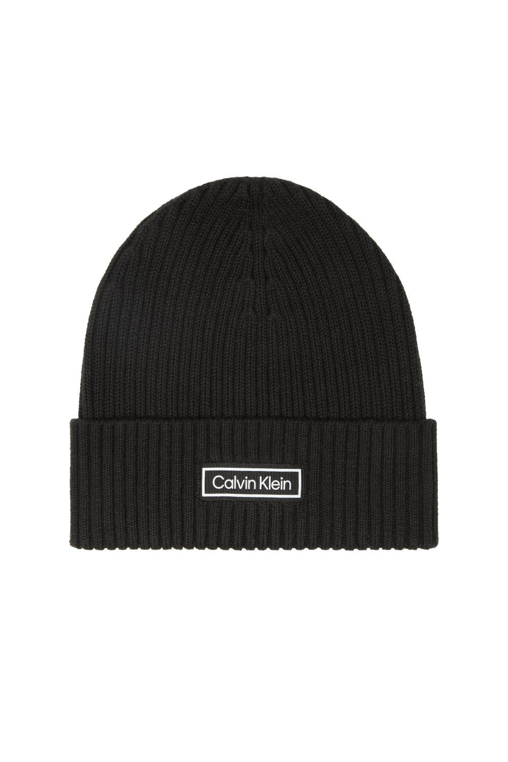 Berretto in Cotone e Cashmere a Costine con Patch Logo LV04D8053G UB1 Calvin Klein 