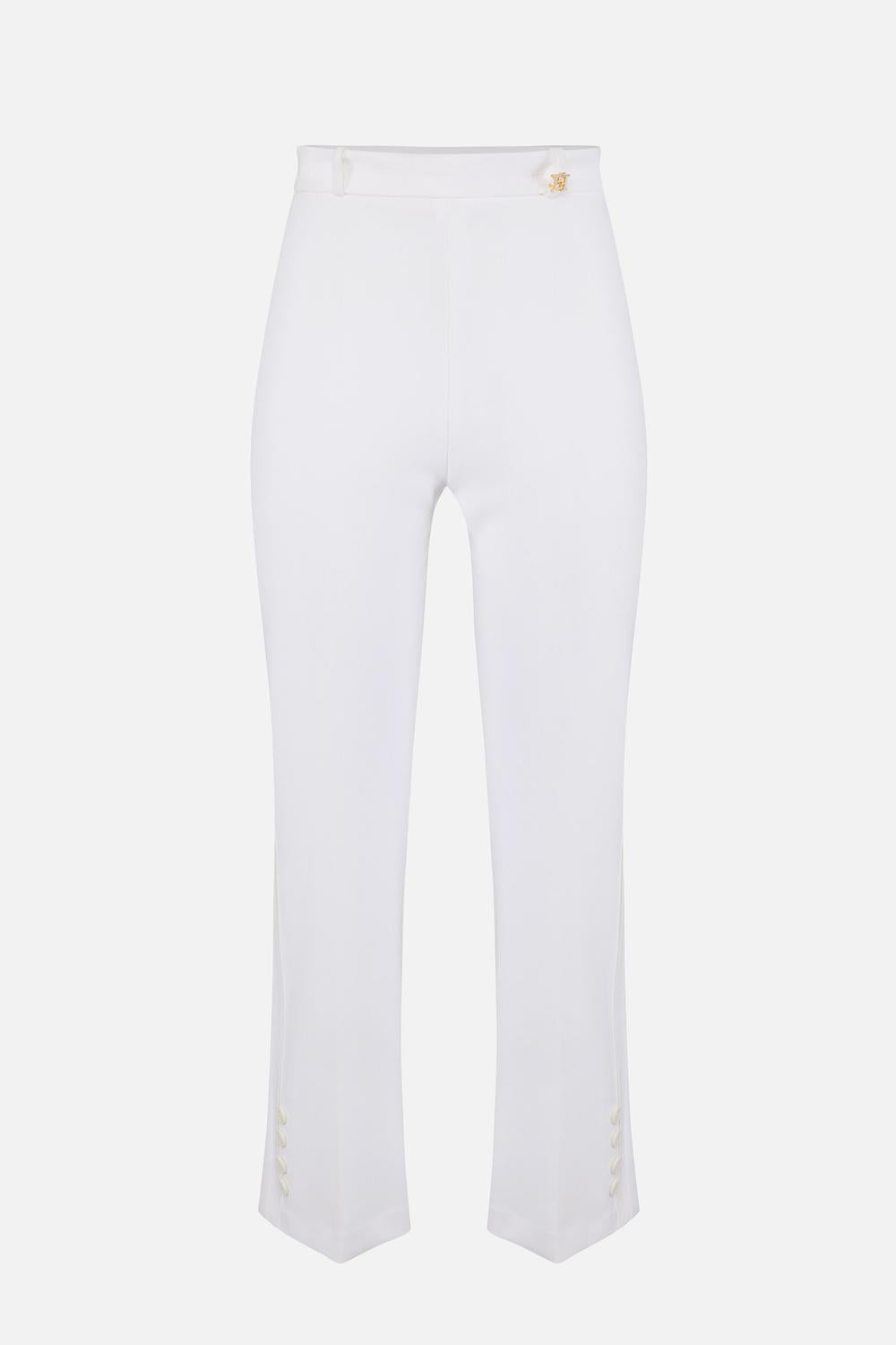 Pantaloni in doppio crêpe stretch con logo charm PA168 61E2360 Elisabetta Franchi 