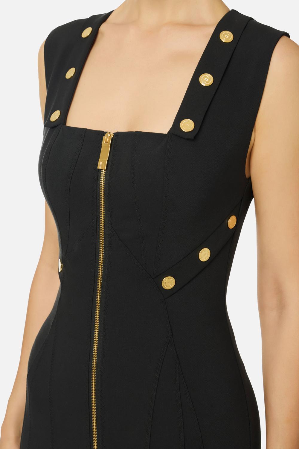 Abito in tessuto bielastico con bottoni gioiello<BR/> AB800 57E2110 Elisabetta Franchi 