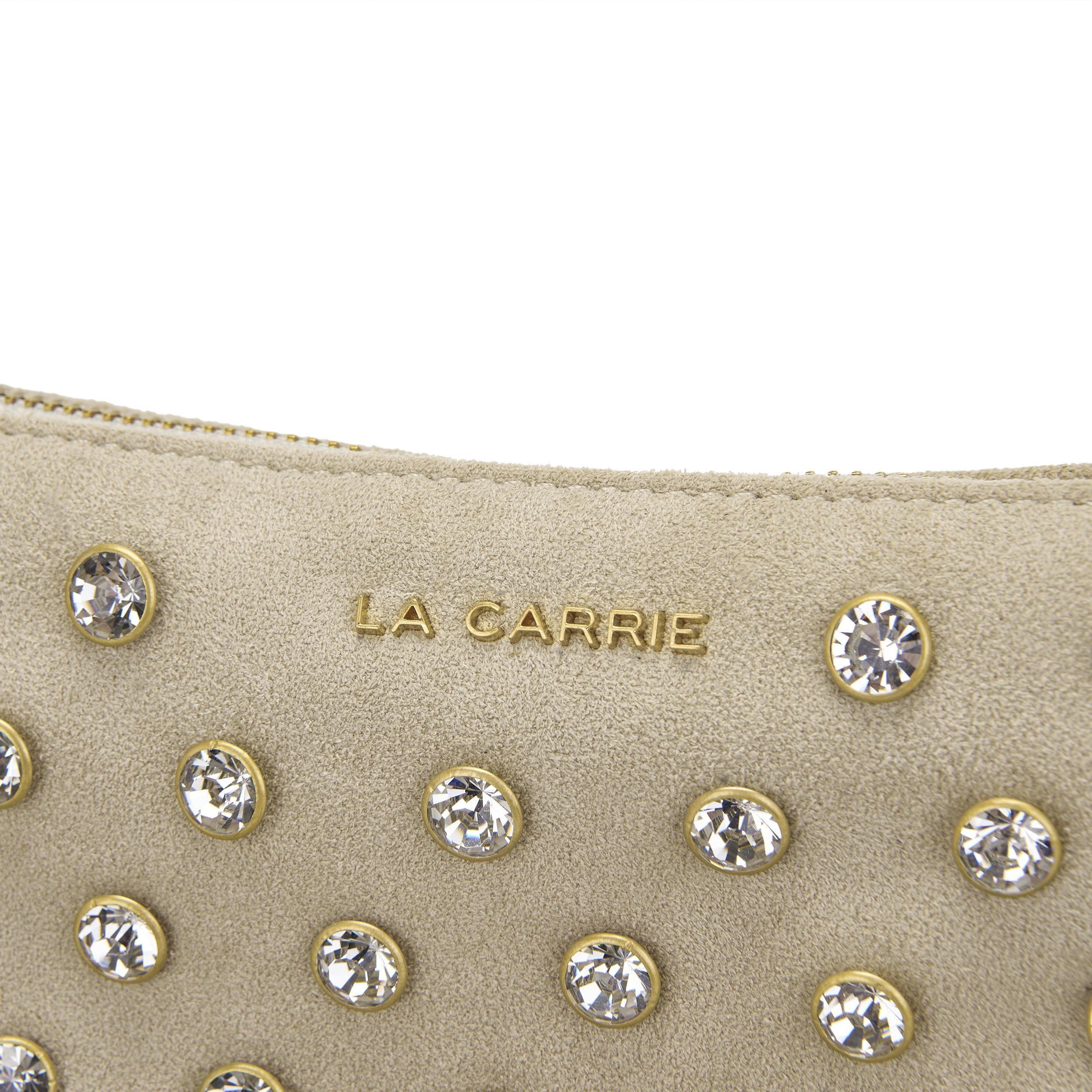 NIGHT ED. FRINGES&STRASS POCHETTE MICROFIBER 161M-KY-813-MIF /BEI La Carrie 