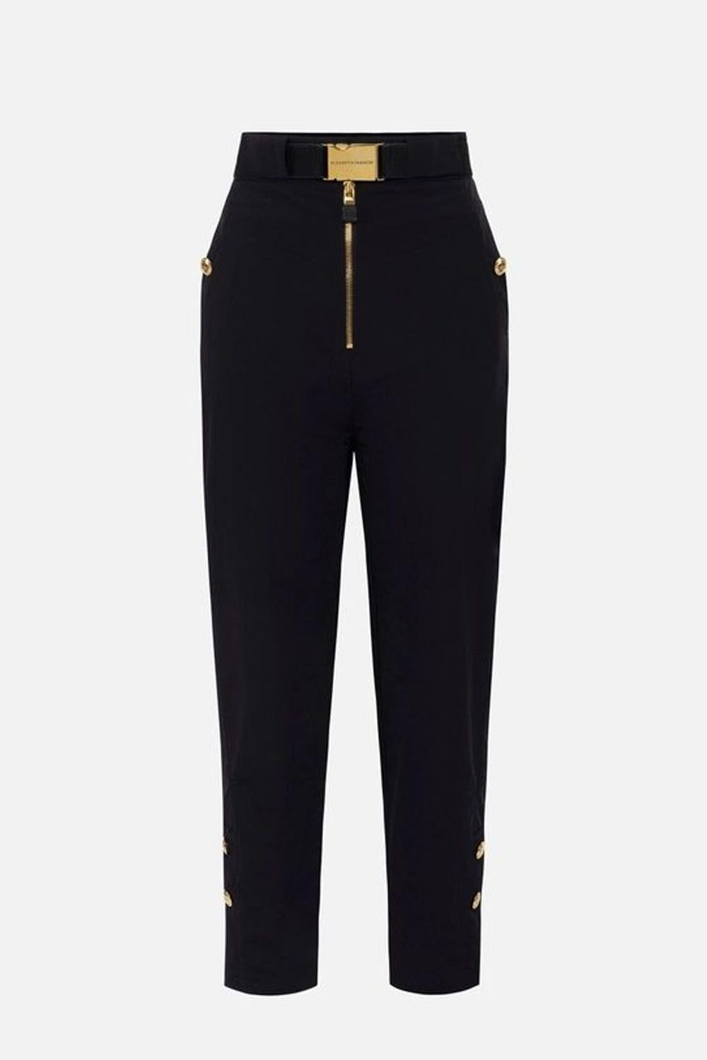 Pantaloni in vela tecnica con cintura<BR/> PA074 51E2110 Elisabetta Franchi 